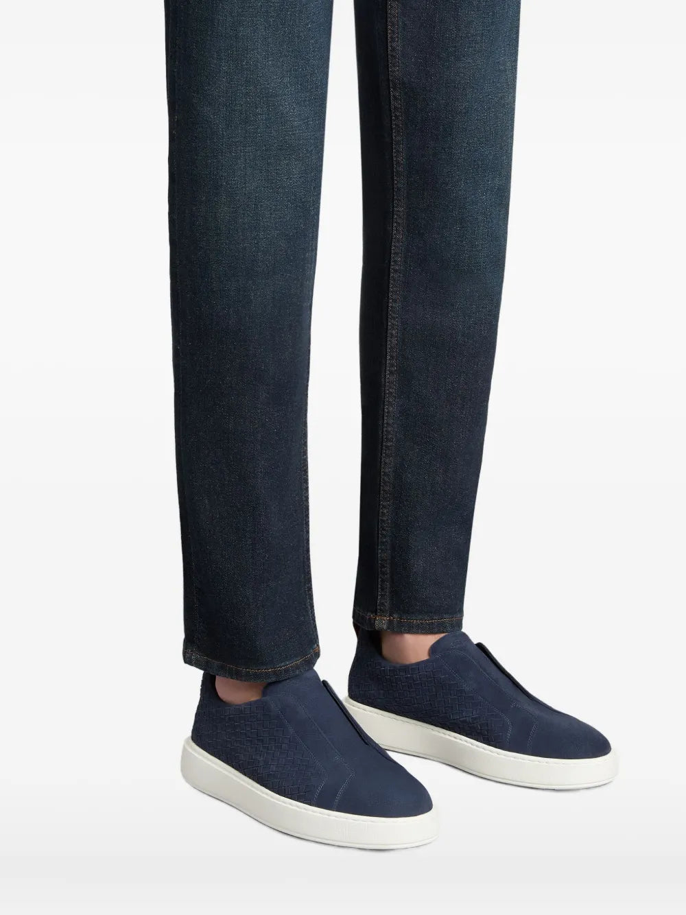 Santoni Woven Suede Slip-On Sneakers