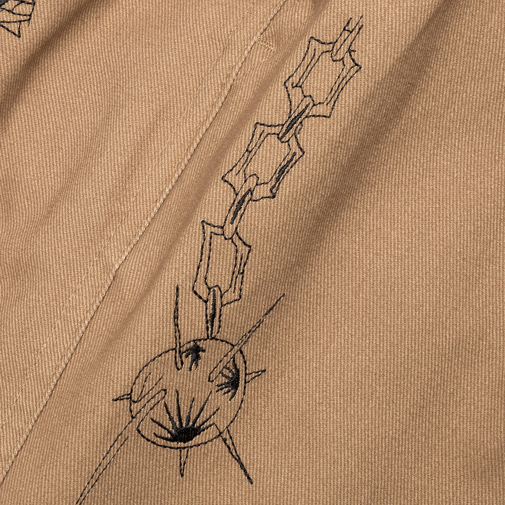 Whips And Chains Wide Leg Pleated Pants - Khaki