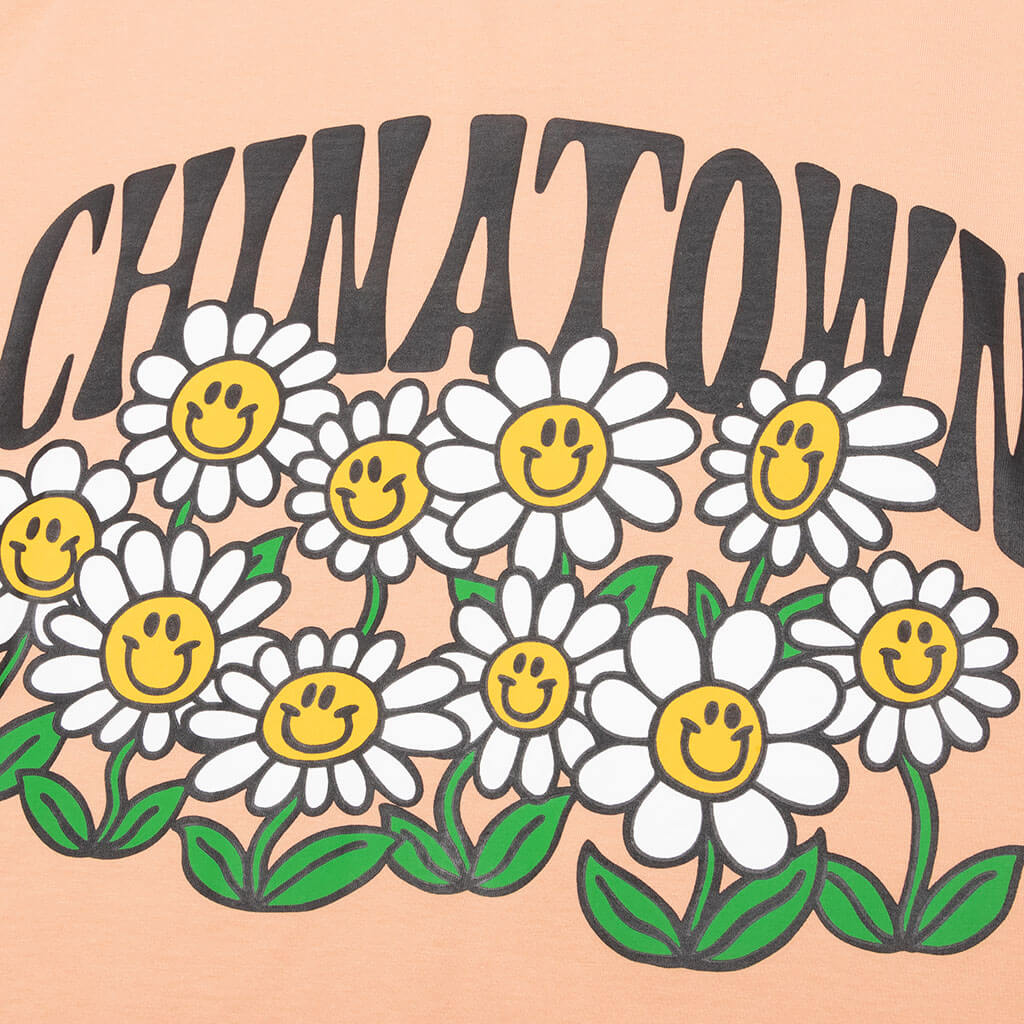 Chinatown Smiley Flower Power Tee - Peach