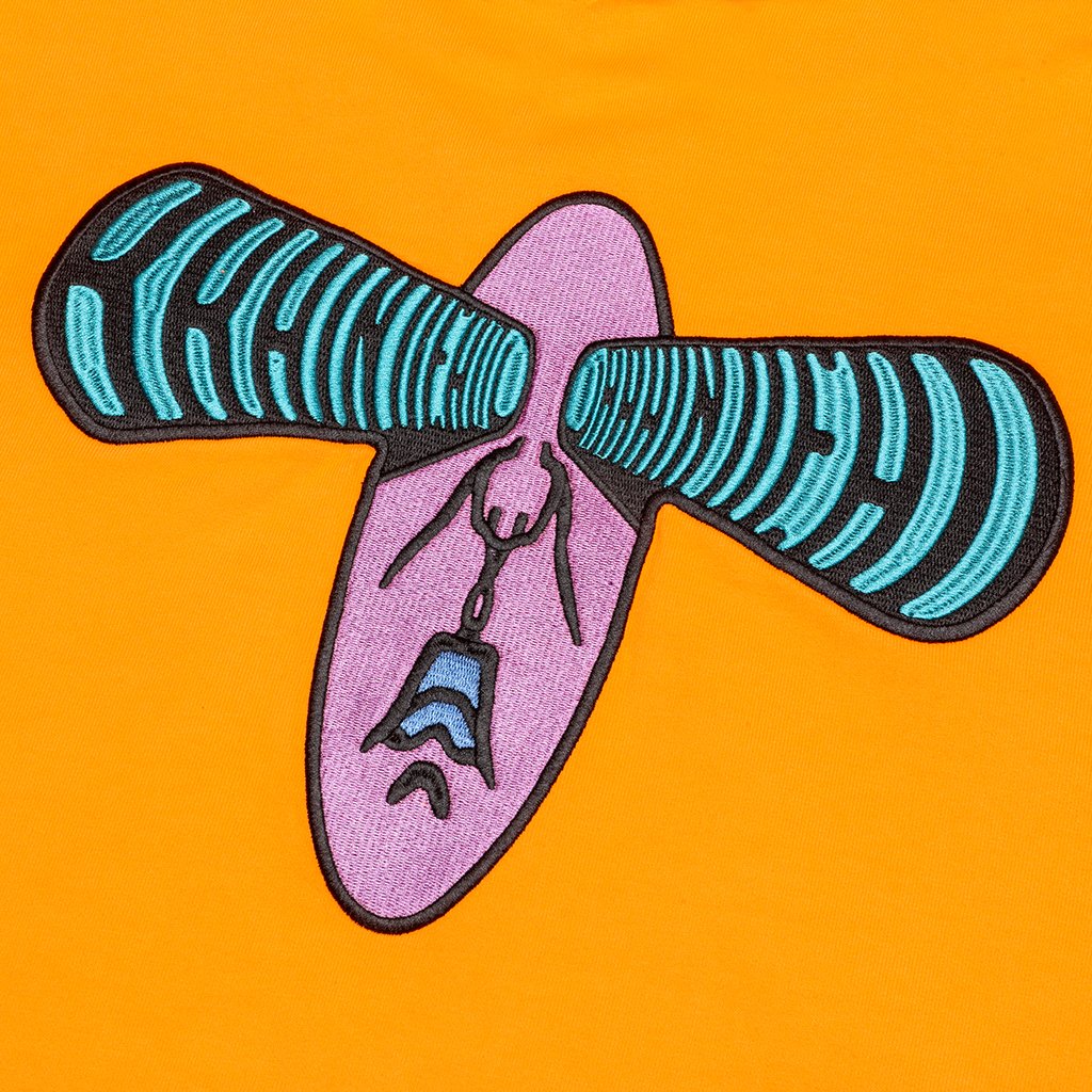Bulging Embroidered Hoodie - Orange