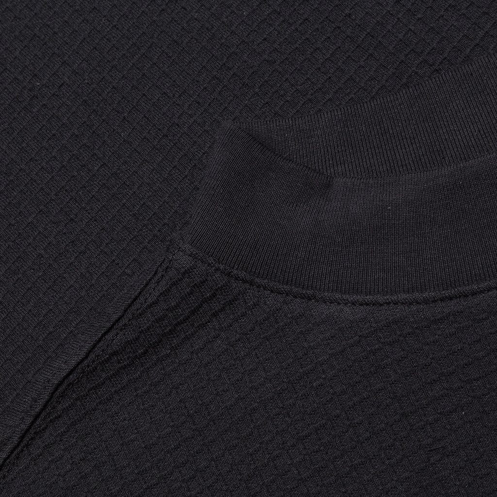 Waffle Knit Mock Neck L/S Shirt - Black