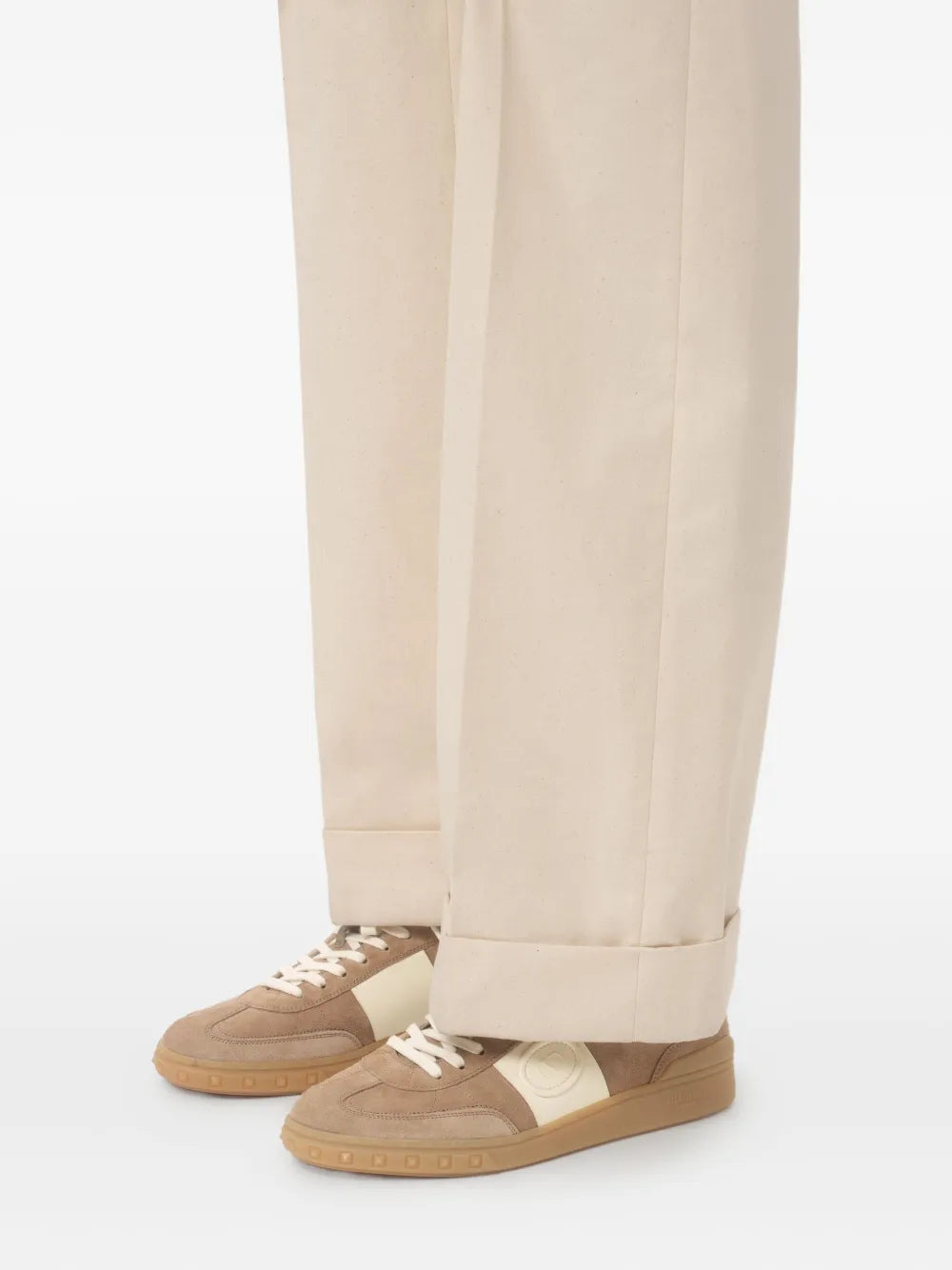 Valentino Garavani Upvillage Low Top Trainer In Split Leather And Calfskin Nappa Leather