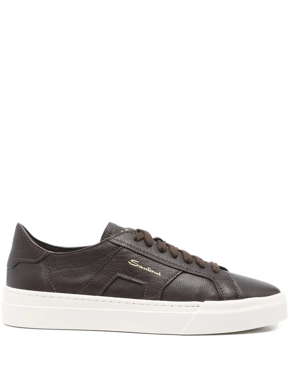 Santoni Leather Lace-Up Sneakers