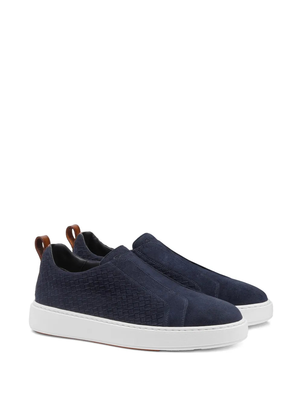 Santoni Woven Suede Slip-On Sneakers