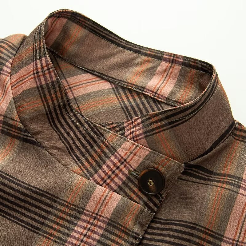 Women's Casual Irregular Plaid Loose Shirt Jacket