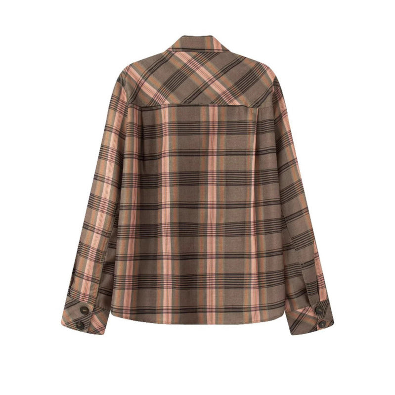 Women's Casual Irregular Plaid Loose Shirt Jacket