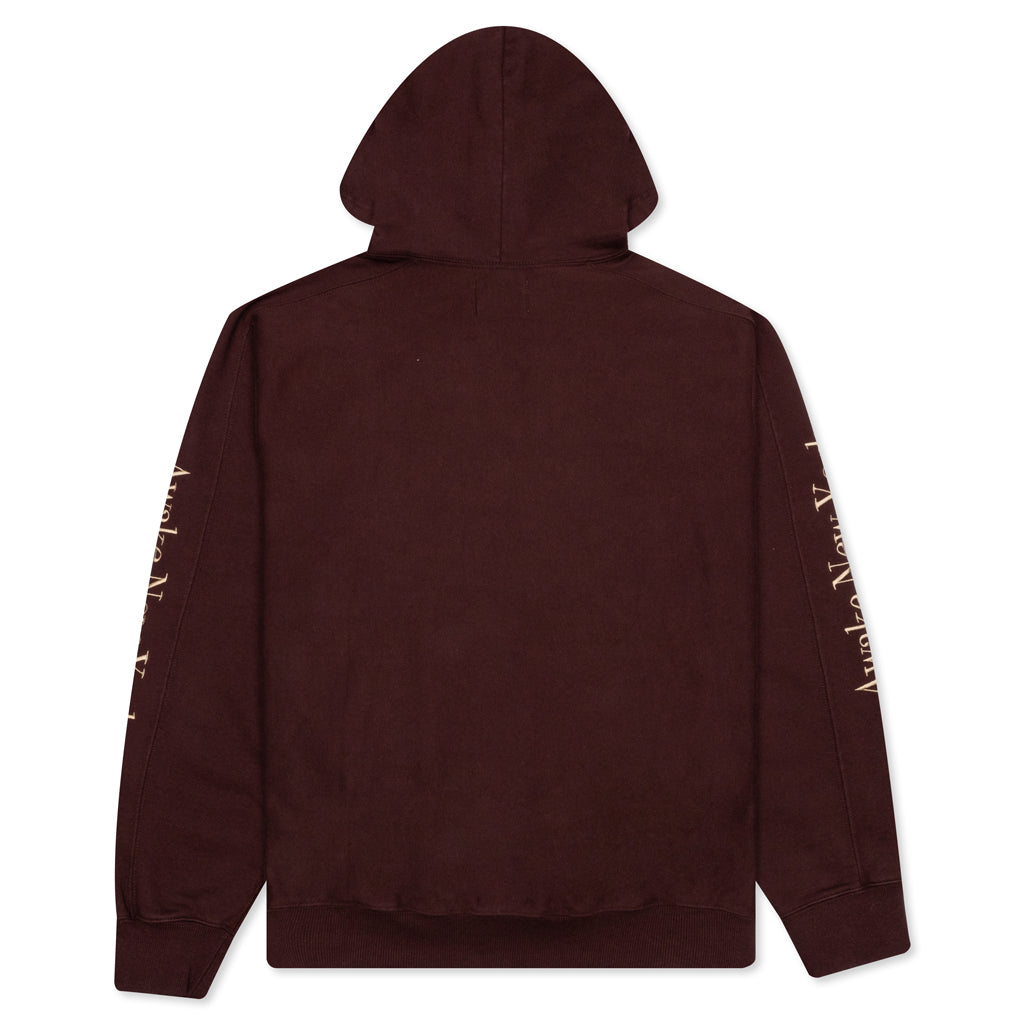 Awake Classic Outline Logo Paneled Embroidered Hoodie - Brown