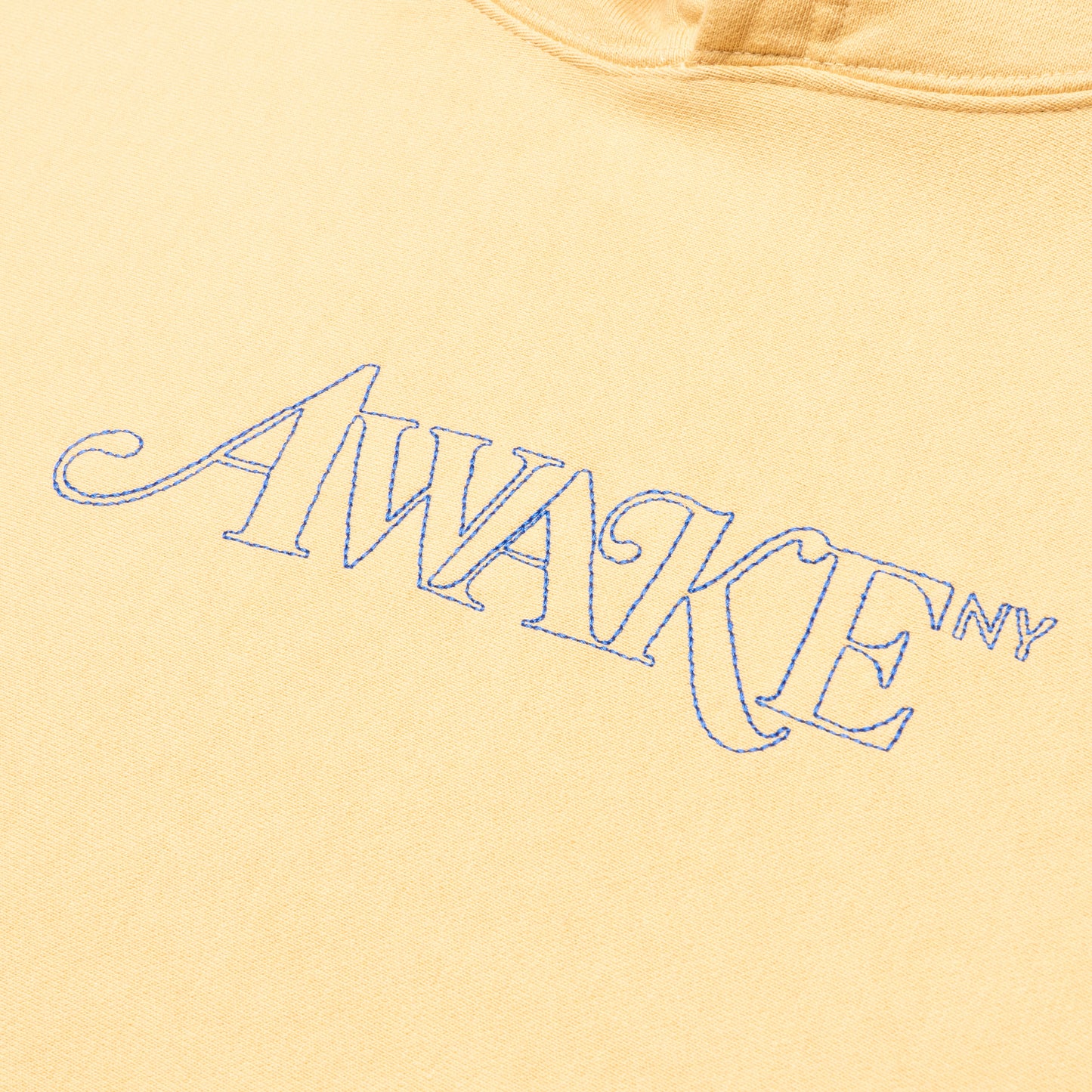 Awake Classic Outline Logo Paneled Embroidered Hoodie - Mustard