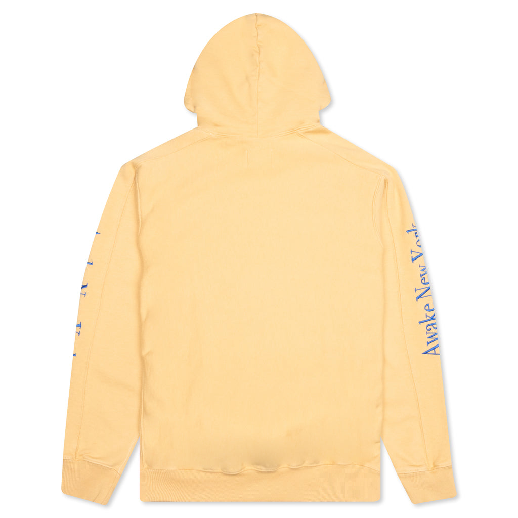 Awake Classic Outline Logo Paneled Embroidered Hoodie - Mustard