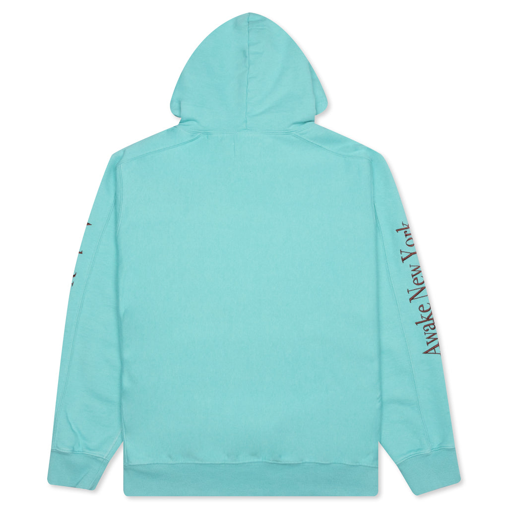 Awake Classic Outline Logo Paneled Embroidered Hoodie - Teal