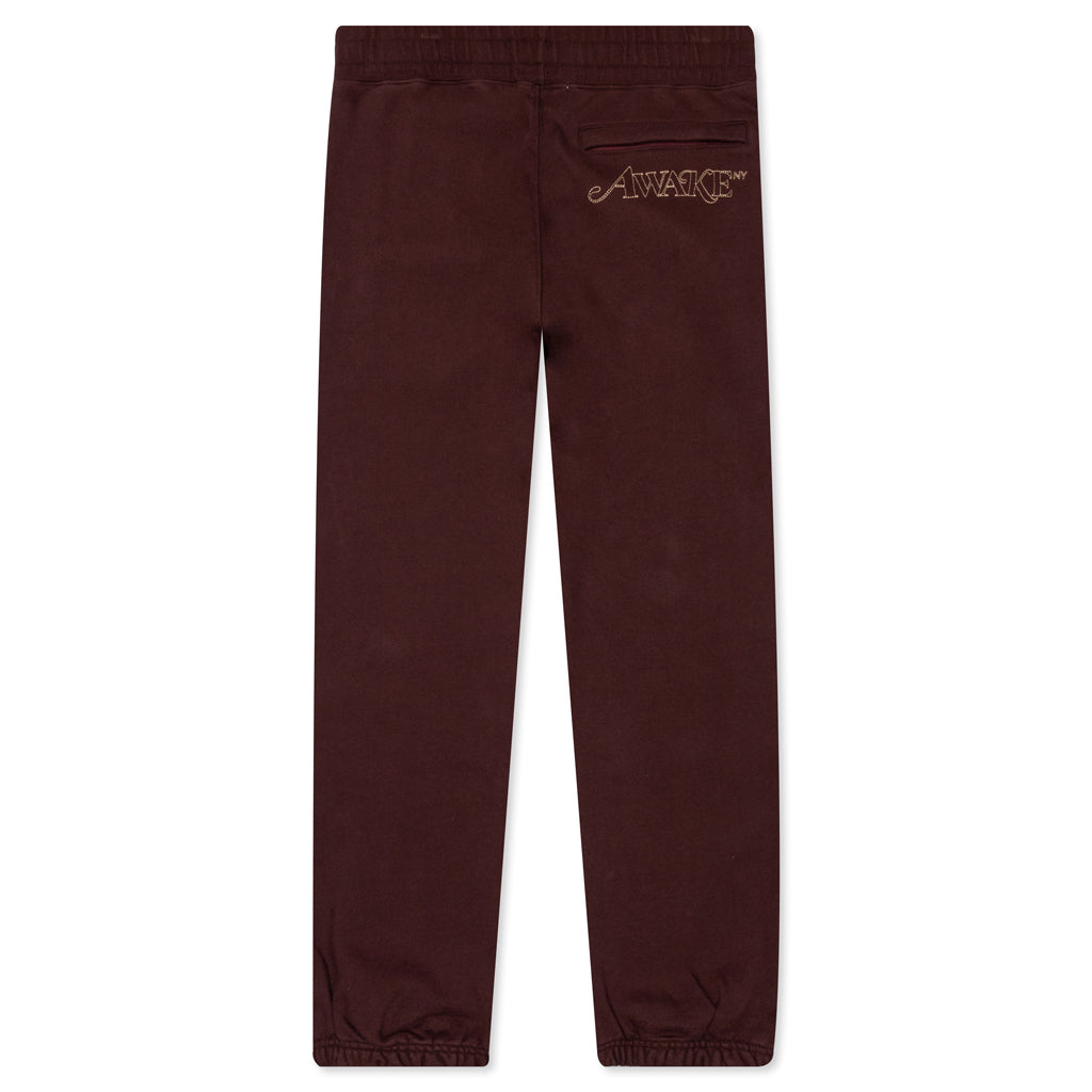 Awake Classic Outline Logo Paneled Embroidered Sweatpants - Brown