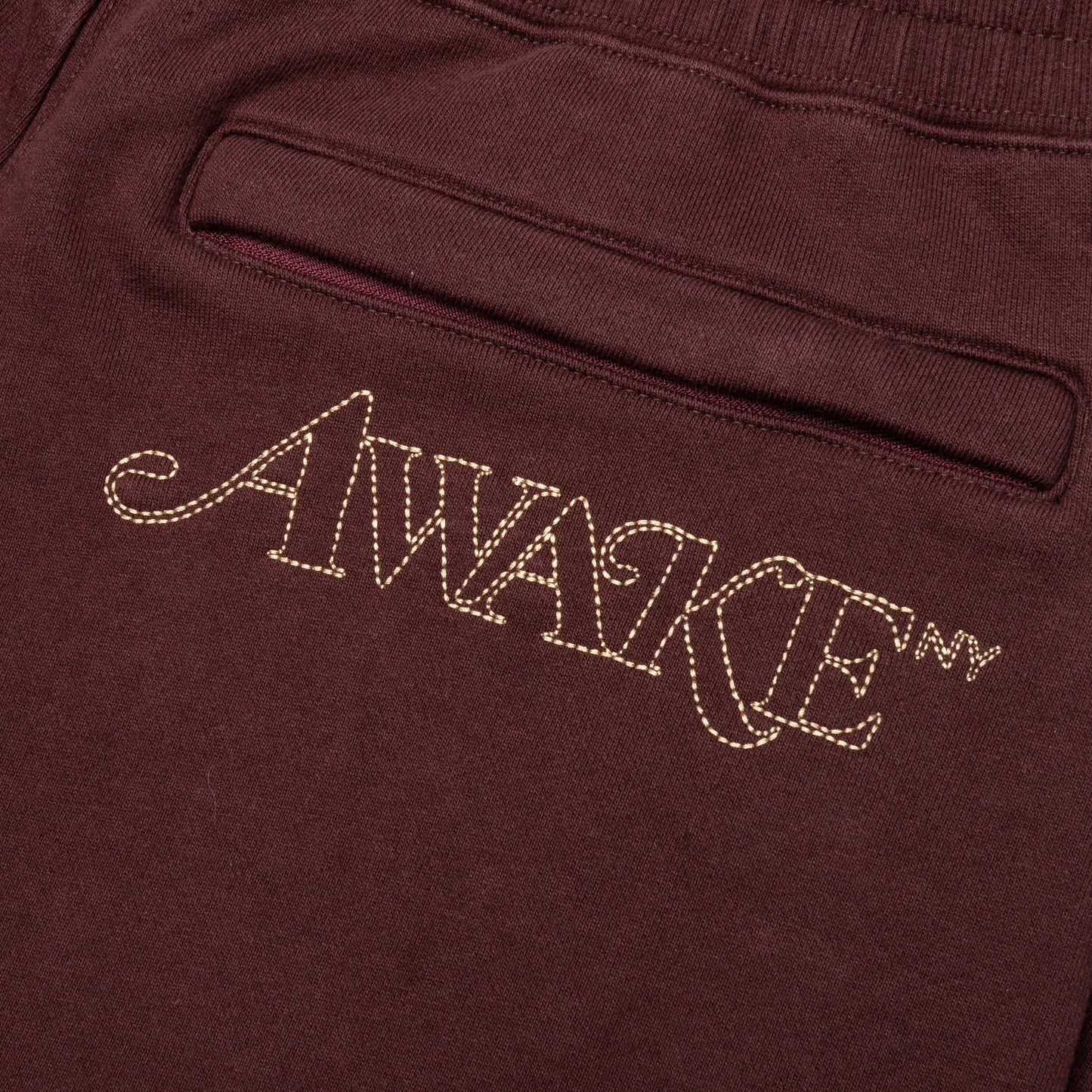 Awake Classic Outline Logo Paneled Embroidered Sweatpants - Brown