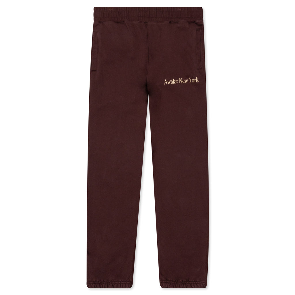 Awake Classic Outline Logo Paneled Embroidered Sweatpants - Brown