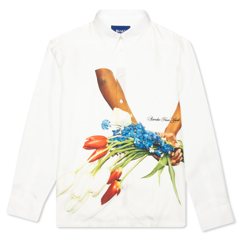 Awake Flowers Silk Shirt - White