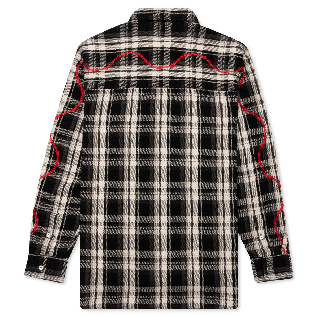 Awake Heavyweight Barbed Wire Back Flannel - Black