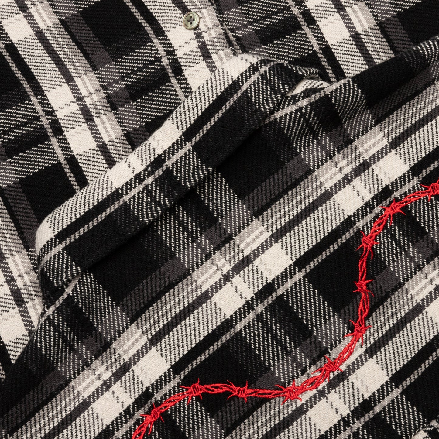 Awake Heavyweight Barbed Wire Back Flannel - Black