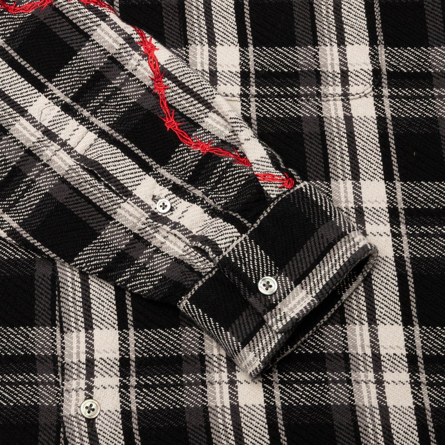 Awake Heavyweight Barbed Wire Back Flannel - Black
