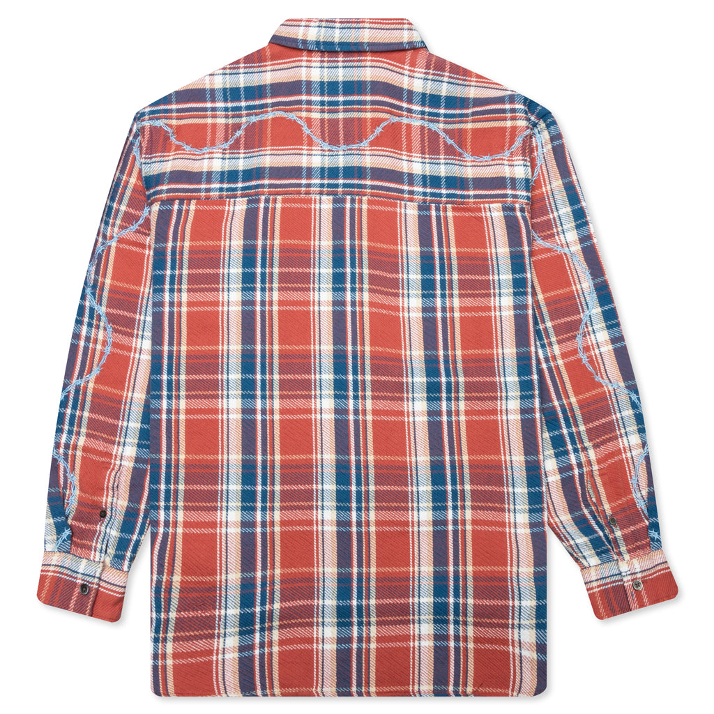 Awake Heavyweight Barbed Wire Back Flannel - Rose