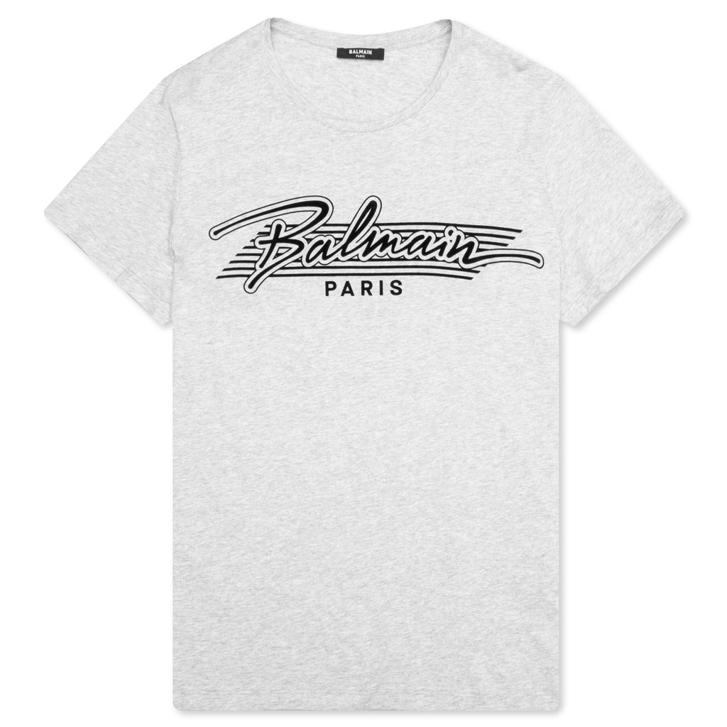 Flocked Logo T-Shirt - Mottled Grey