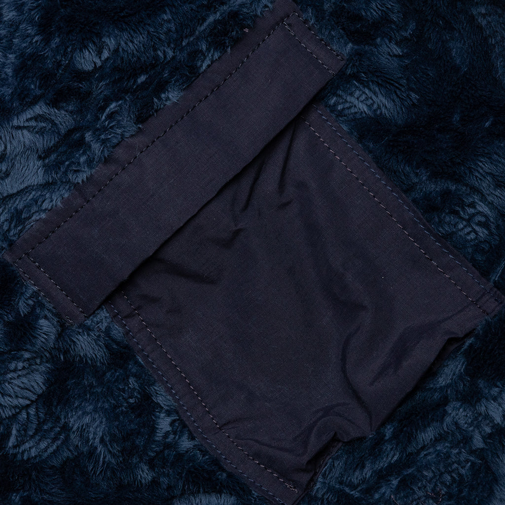 Debossed Paisley Fur Convertible Zip Off Pant - Navy
