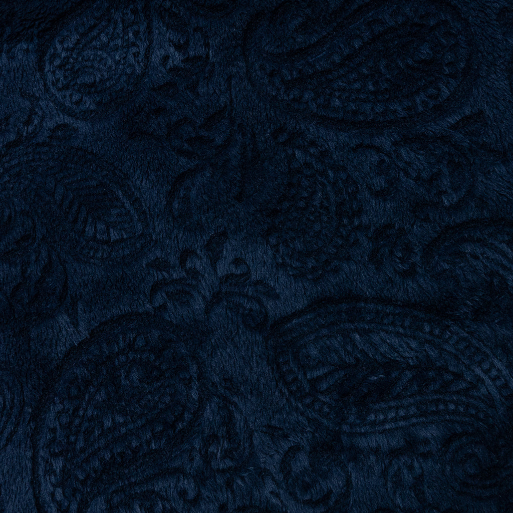 Debossed Paisley Fur Half Zip Shirt - Navy