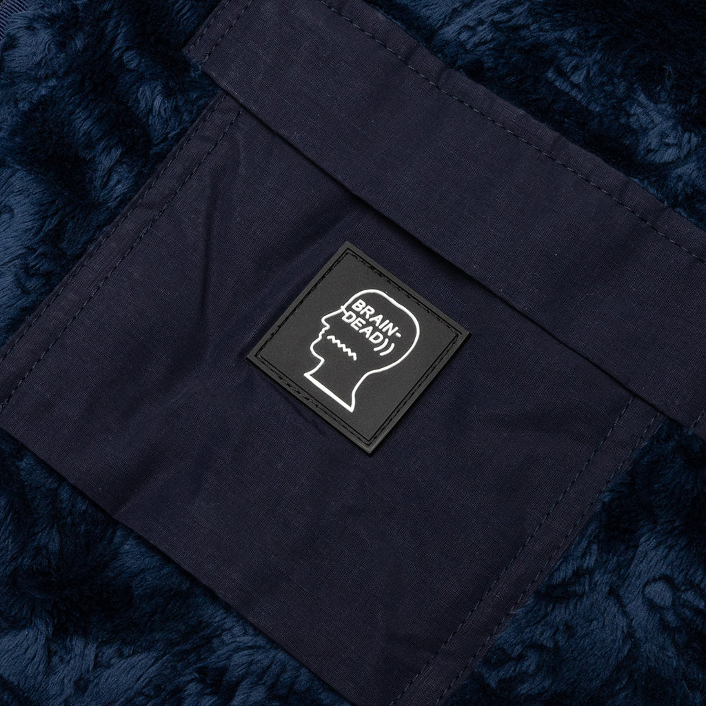 Debossed Paisley Fur Half Zip Shirt - Navy