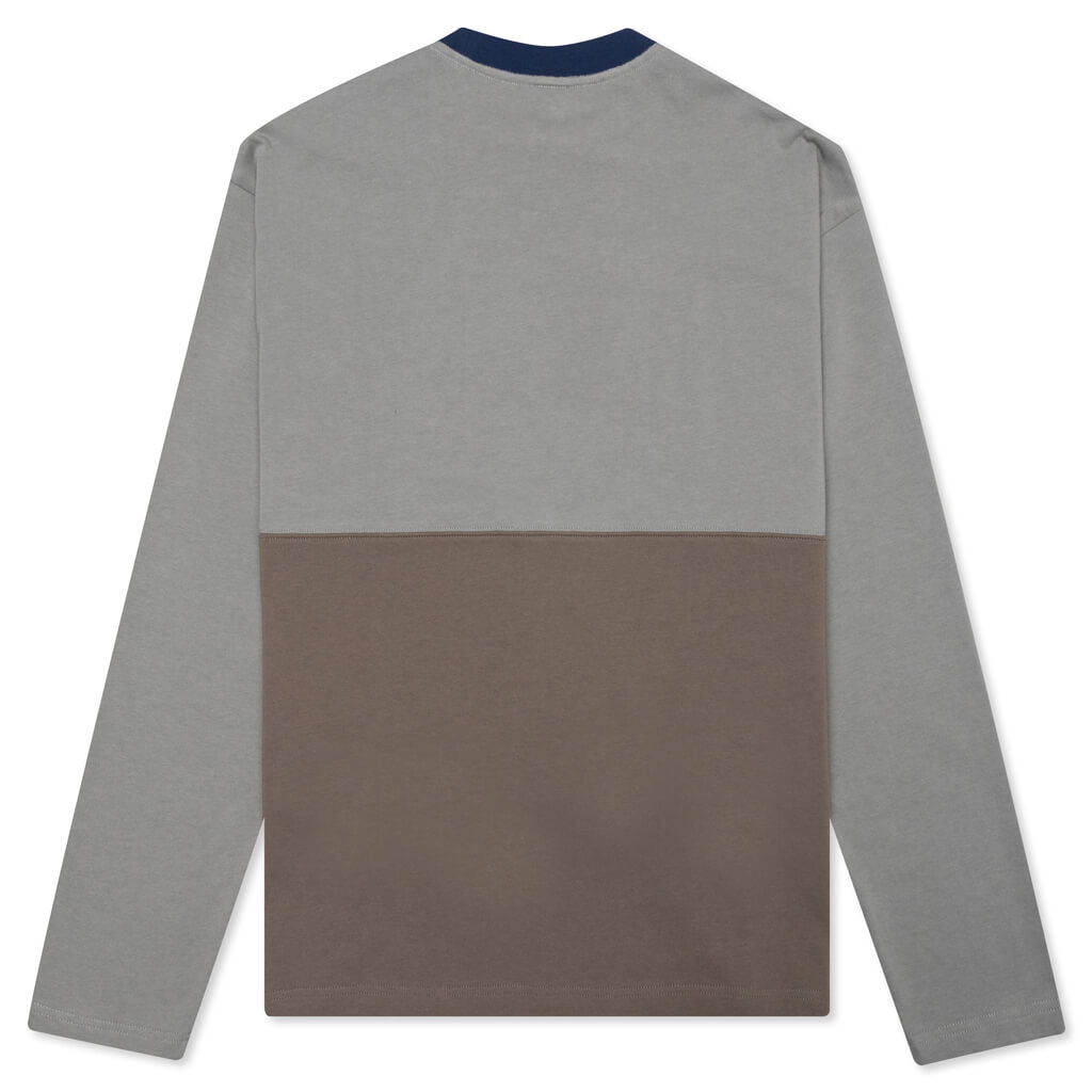 Embroidered L/S Football Shirt - Grey
