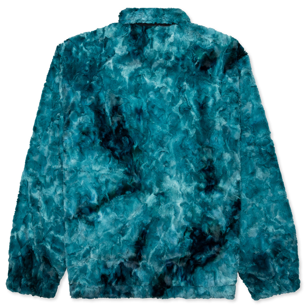 Fully Reversible Zip Front Fur Shirt Jacket - Blue