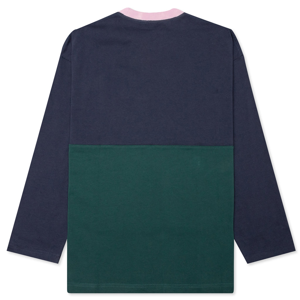 Heavyweight Embroidered Paneled Shirt - Navy