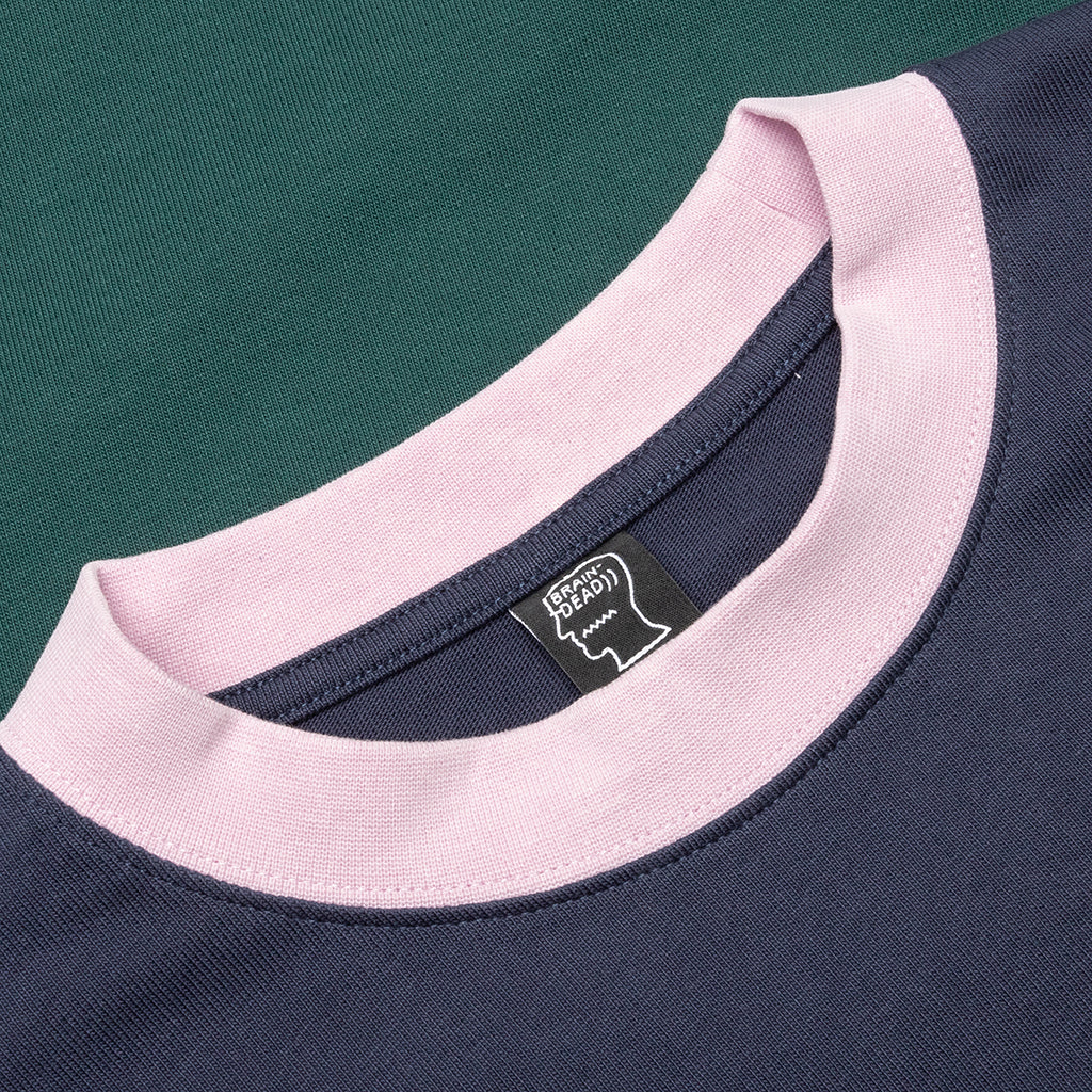 Heavyweight Embroidered Paneled Shirt - Navy