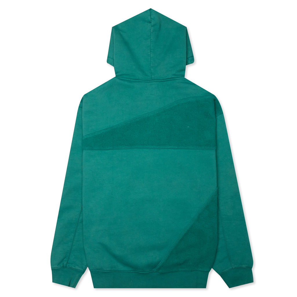 Logo Head Asymmetrical Paneled Hoodie - Teal