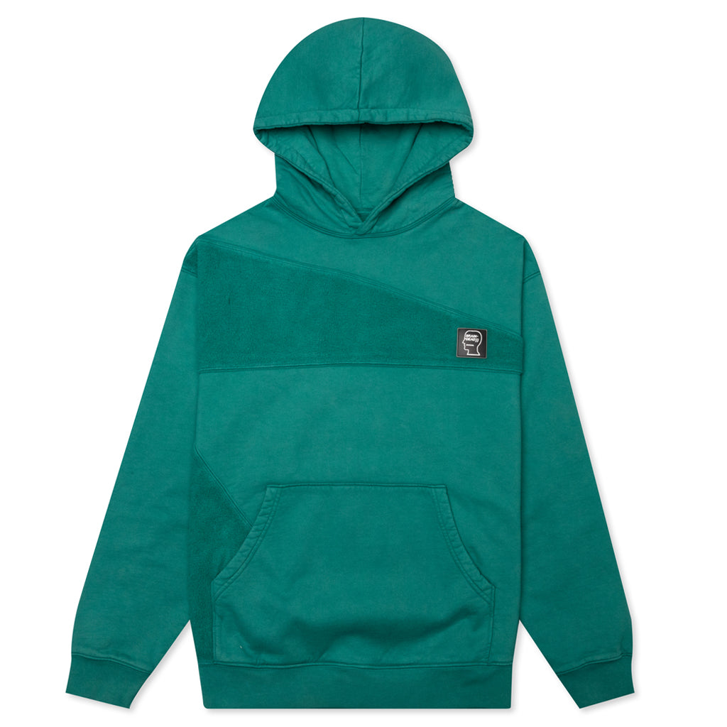 Logo Head Asymmetrical Paneled Hoodie - Teal