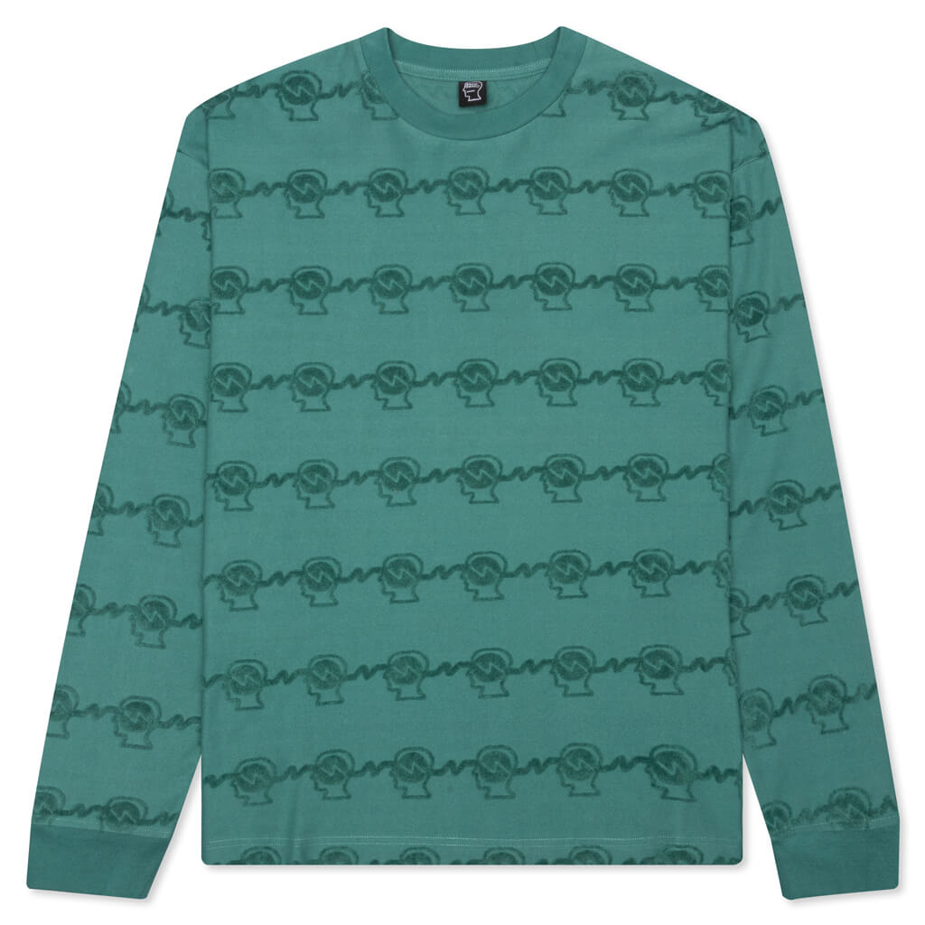 Running Head Textured Stripe L/S Shirt - Mallard Green