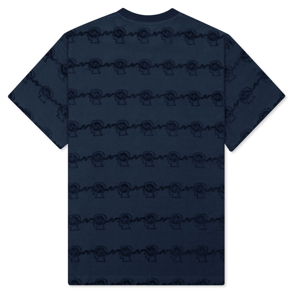 Running Head Textured Stripe S/S Shirt - Navy