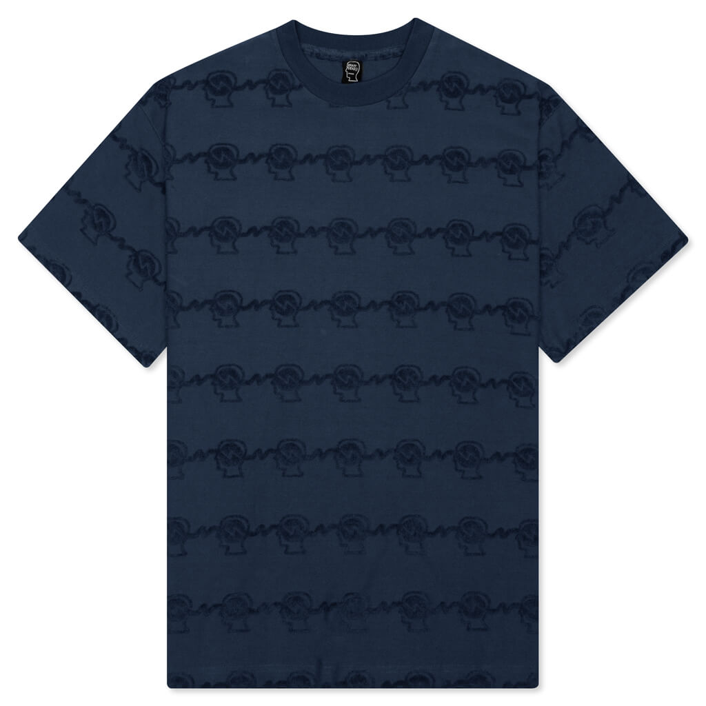 Running Head Textured Stripe S/S Shirt - Navy