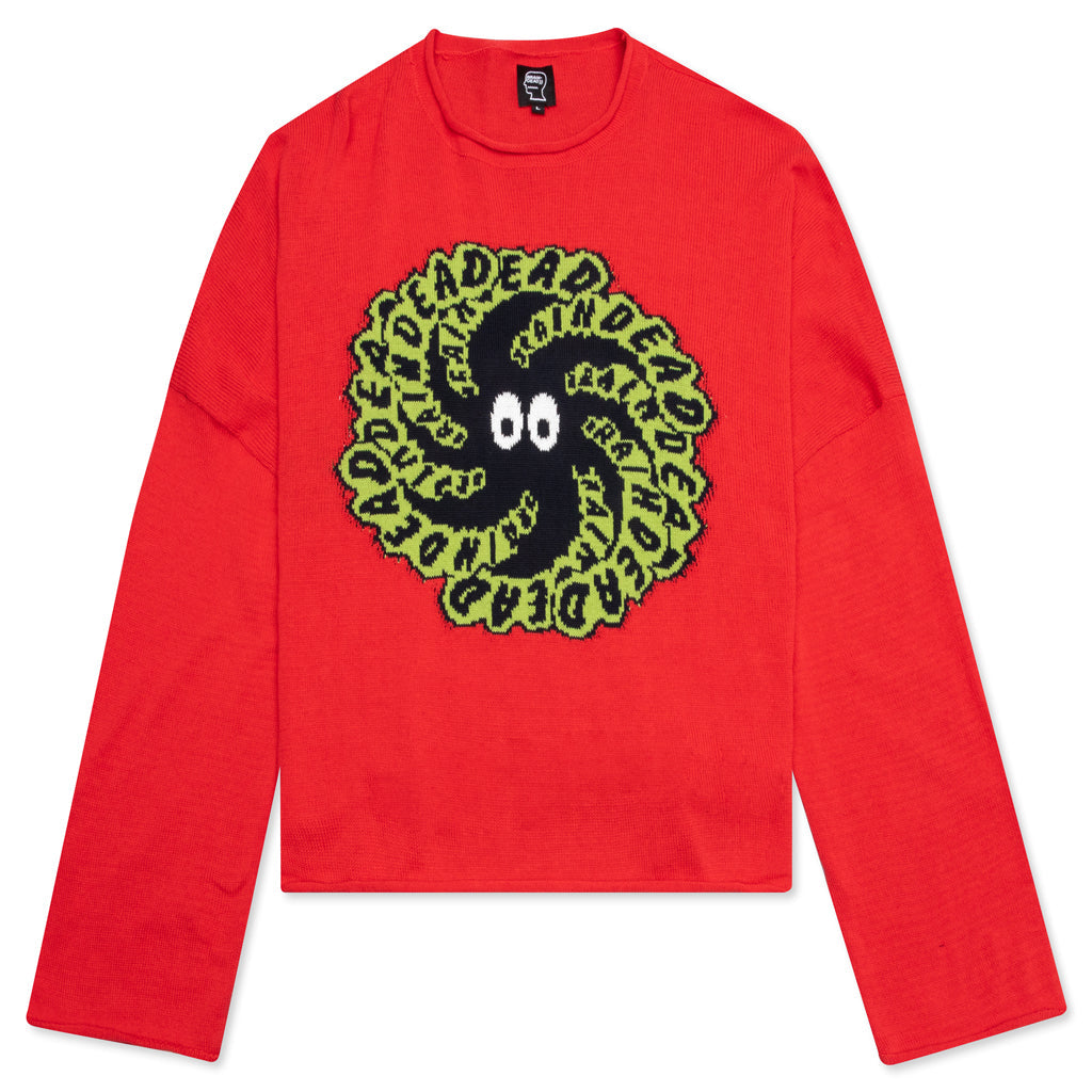 Spit It Oversized Cropped Boxy Sweater - Red