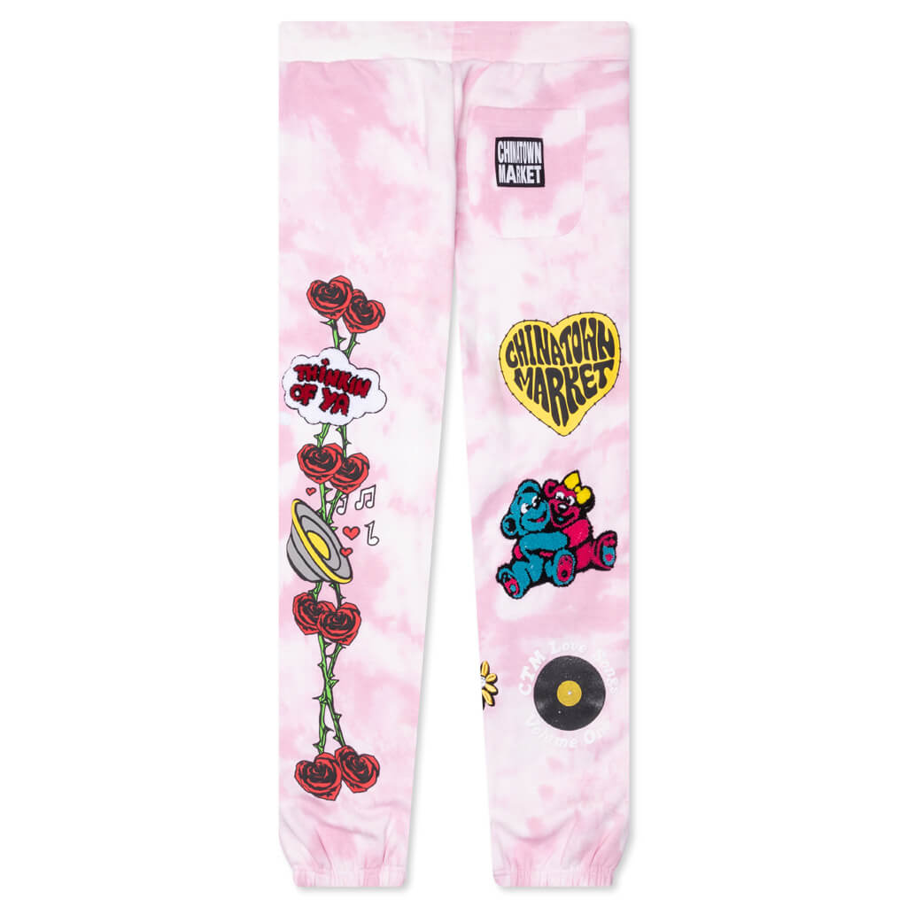 Chinatown Be Mine Sweatpants - Pink Tie Dye