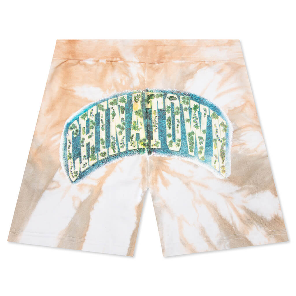 Chinatown Island Arc Sweatshorts - Tan Tie-Dye