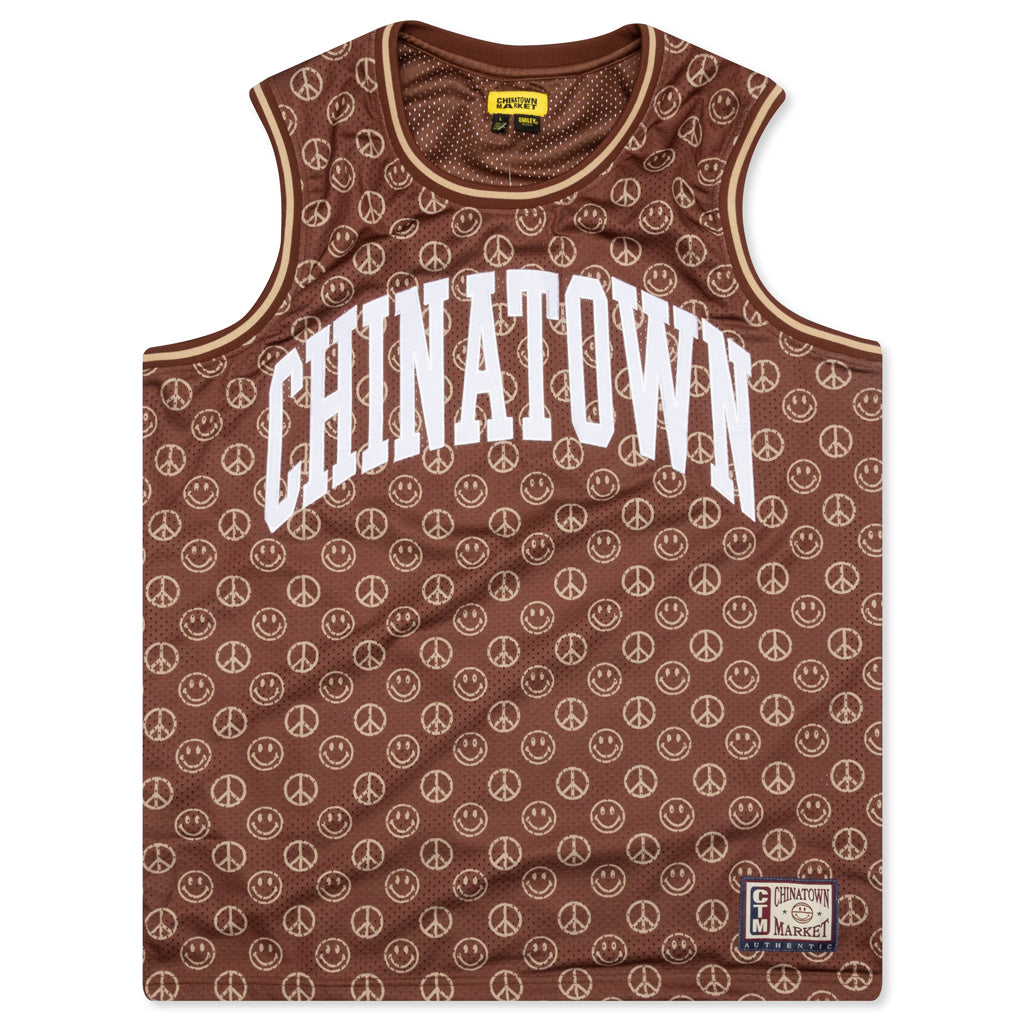 Chinatown Smiley Cabana Basketball Jersey - Brown