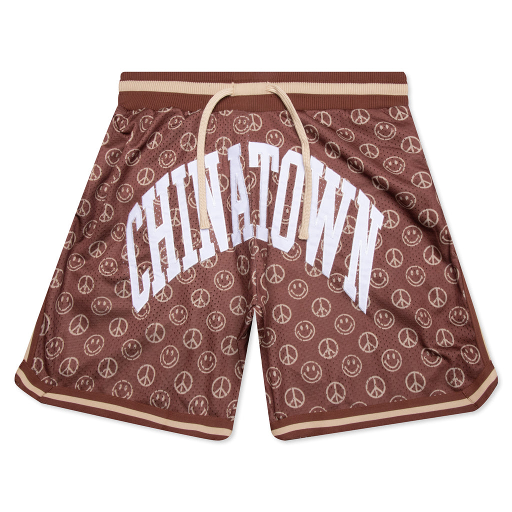 Chinatown Smiley Cabana Basketball Shorts - Brown