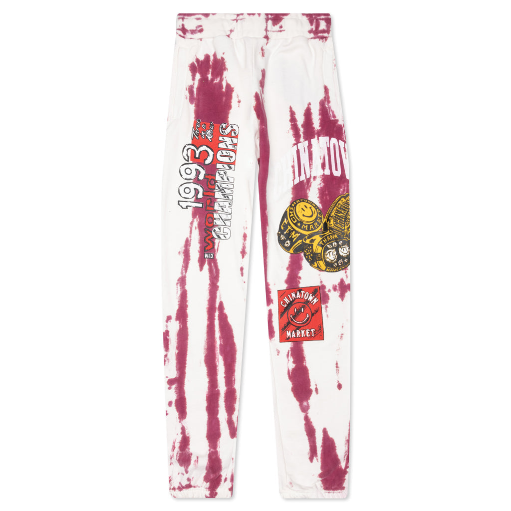 Chinatown Smiley Champions 3 Rings Tie-Dye Sweatpants - Red