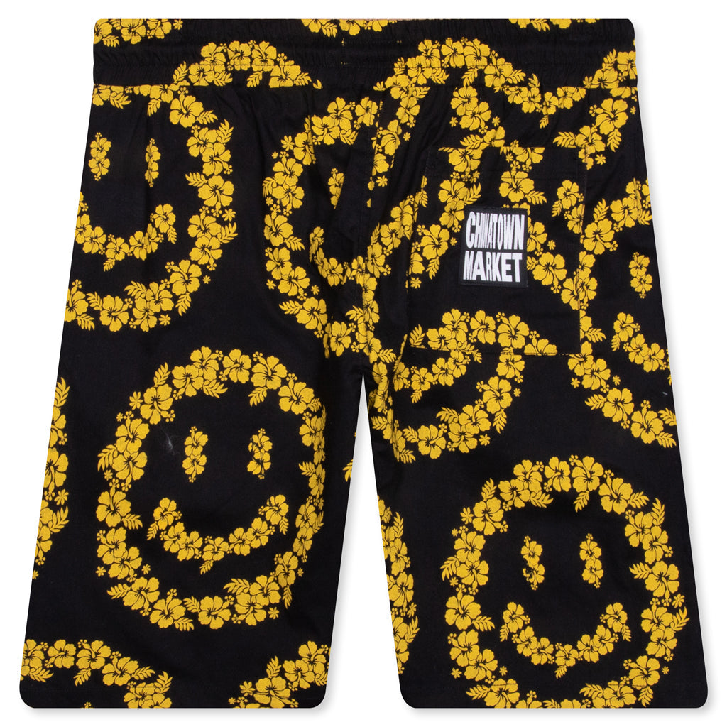 Chinatown Smiley Floral Shorts - Black