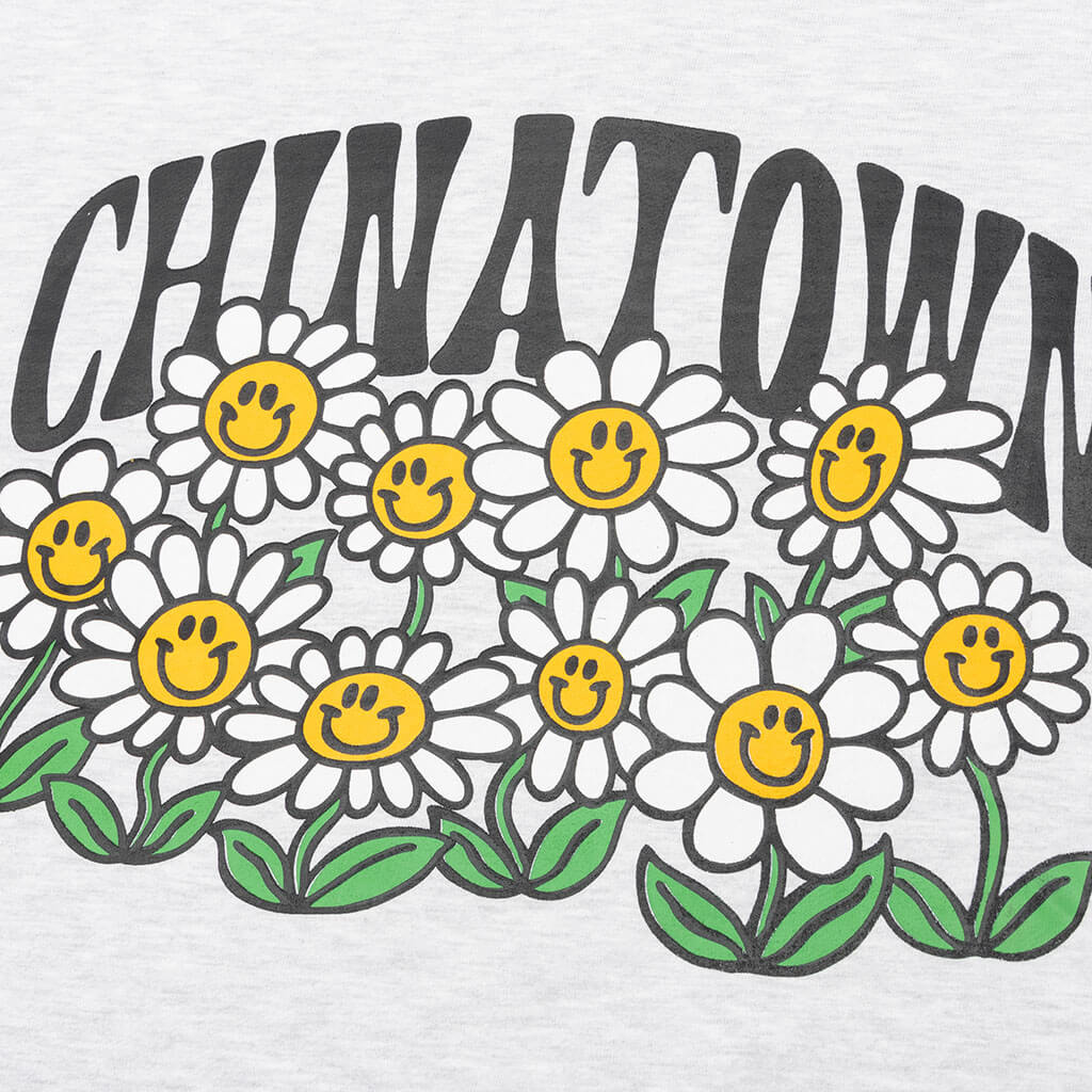 Chinatown Smiley Flower Power Crewneck - Ash Grey