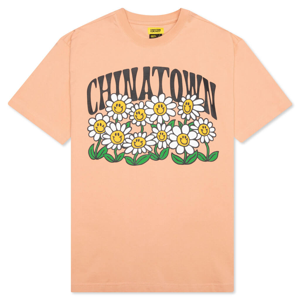 Chinatown Smiley Flower Power Tee - Peach