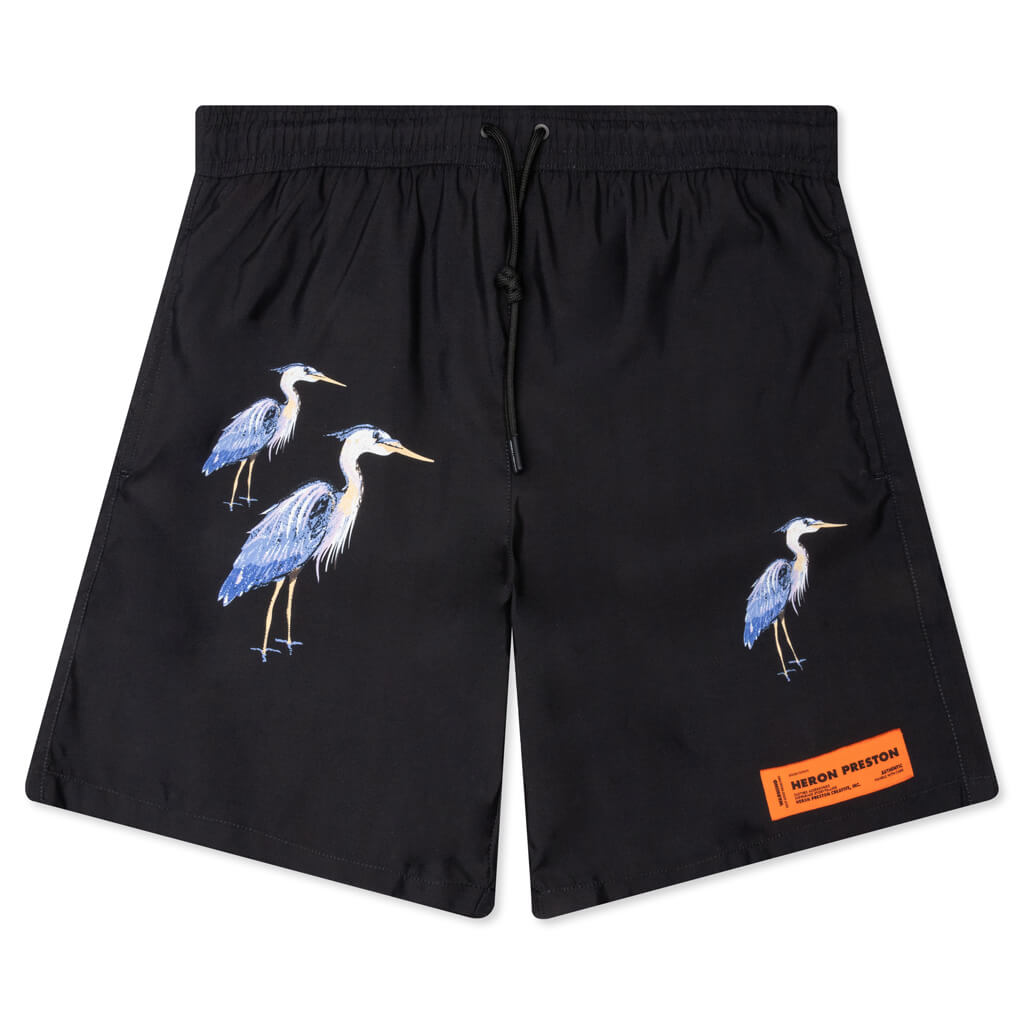 Nylon Printed Swimshorts - Black Herons
