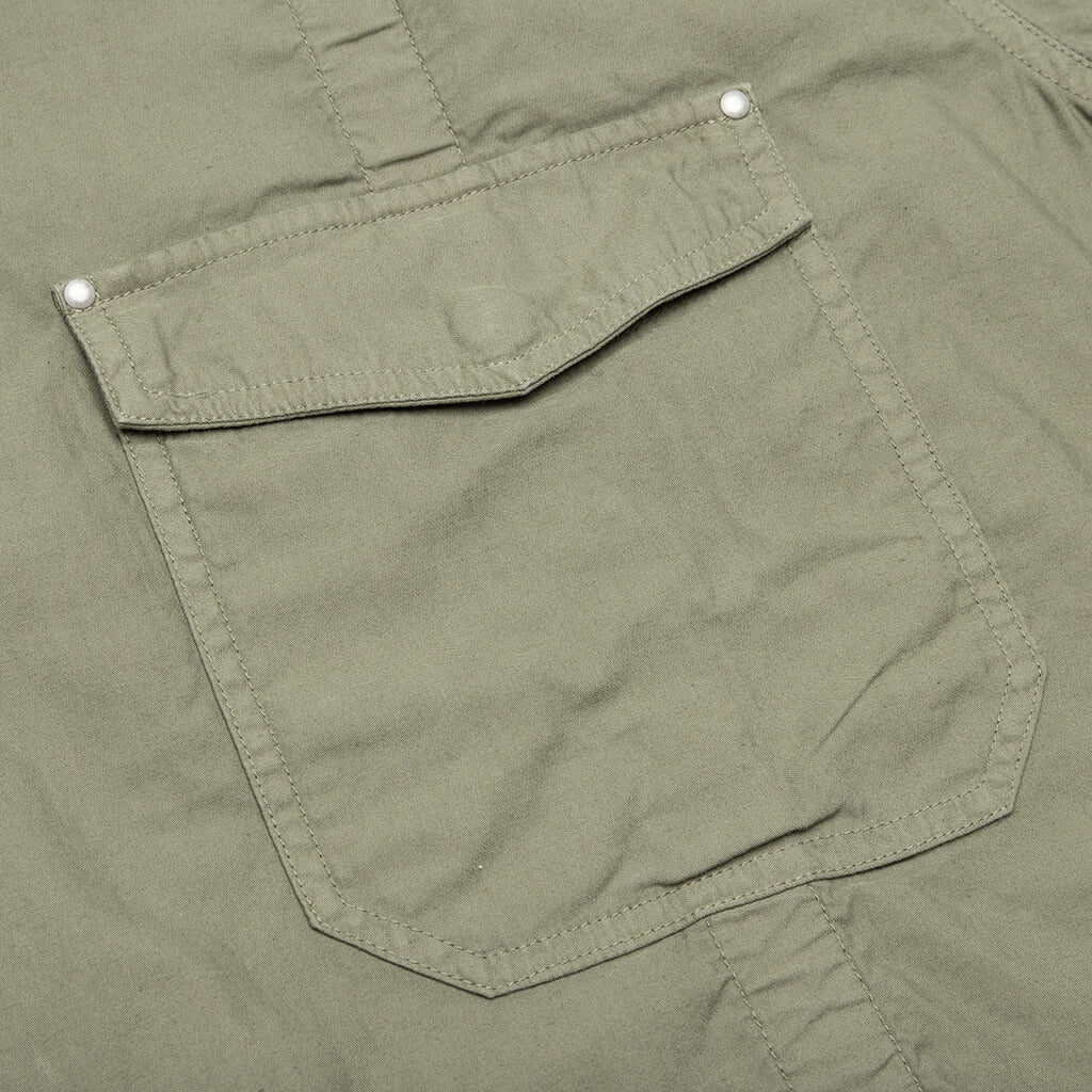 Cotton Poplin Frame Snap Overshirt - Olive