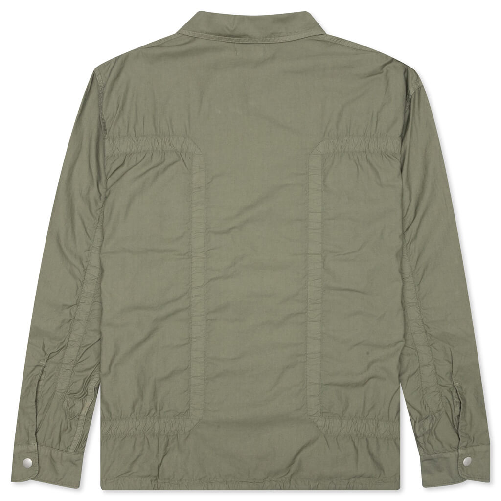 Cotton Poplin Frame Snap Overshirt - Olive