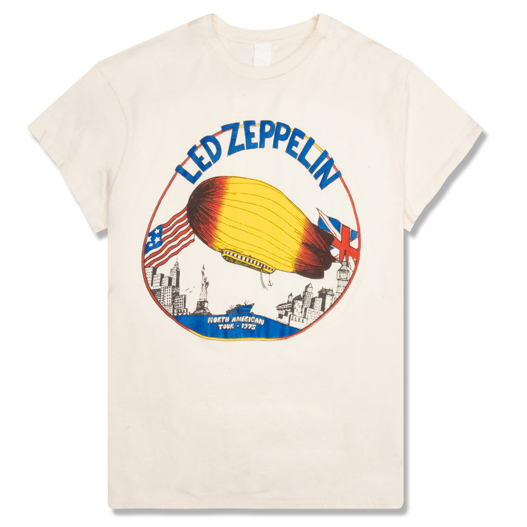 Led Zeppelin North American Tour 1975 Crew Tee - Dirty White