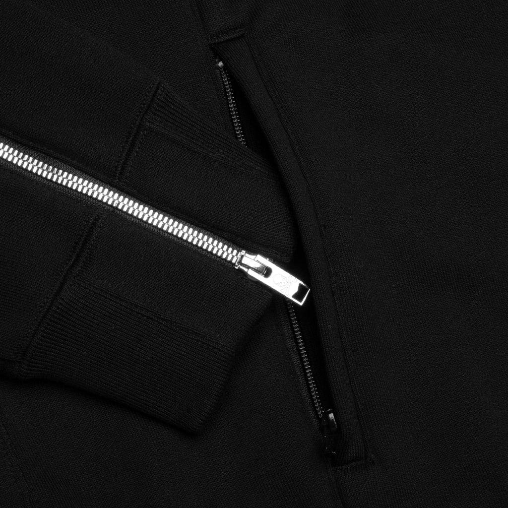 Skull Print Zip Up Sweatshirt - Black