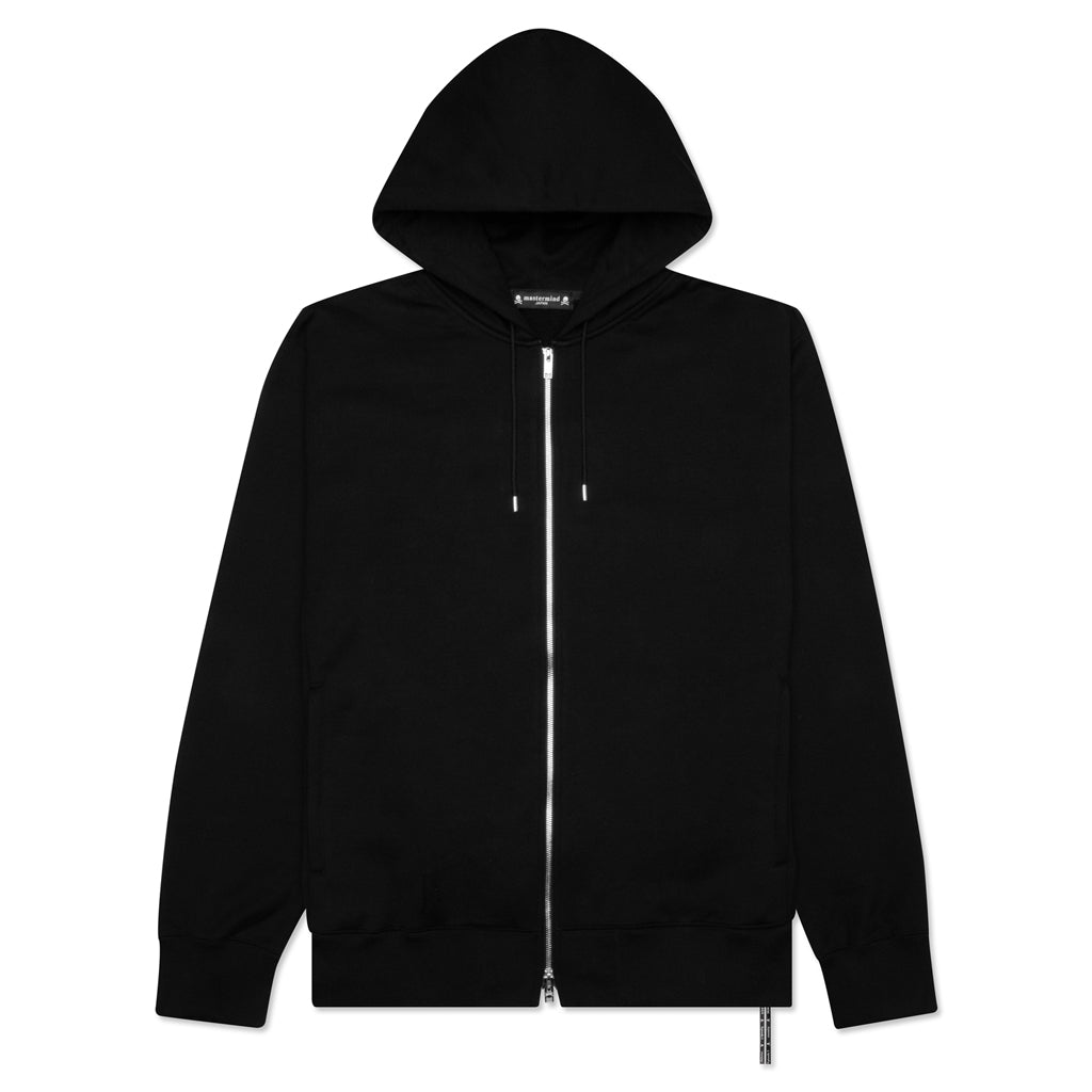 Skull Print Zip Up Sweatshirt - Black